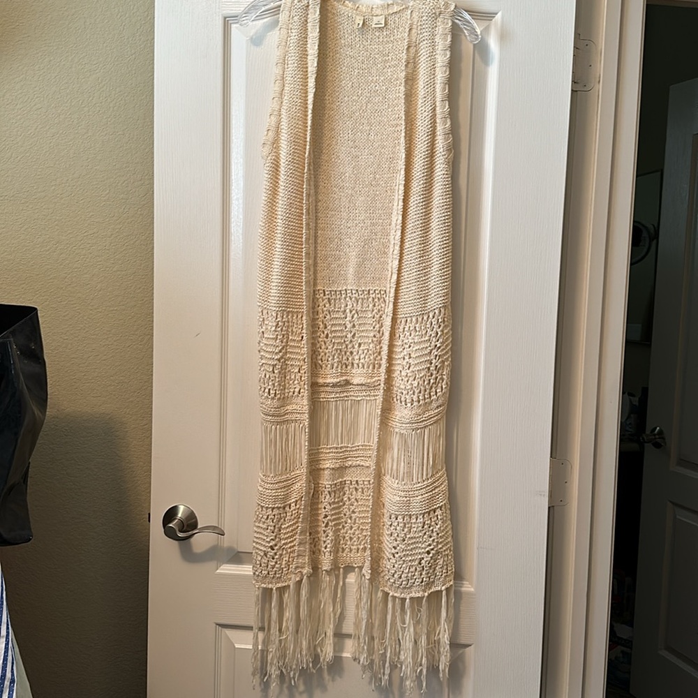 Anthropologie knit long cardigan with tassels